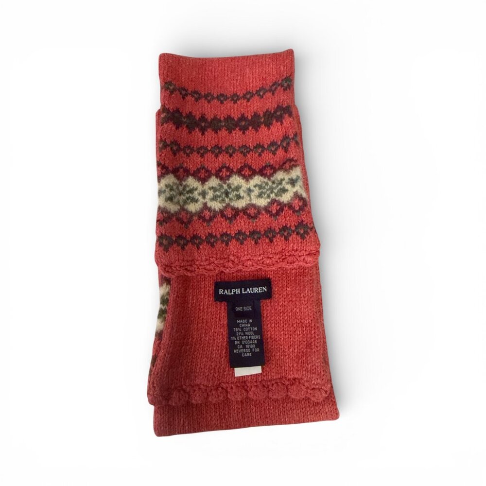 Polo Ralph Lauren Girls‎ Pink Cable Patterned Knit Cotton Scarf
